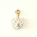 Stylized white ceramic leopard head charm pendant for bikini or jewelry decoration - White Leopard Pendant