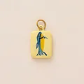 14K gold plated rectangular pendant with artistic blue and yellow fish motif - Oval Fish Pendant