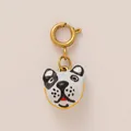Enamel cartoon dog head pendant with a golden spring ring clasp for beach swimwear - Pug Pendant