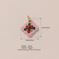Ciondolo quadrifoglio fiore fragola rosa 15mm in rame per ciondoli collana fai da te - Ciondolo Fragola Quadrato