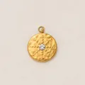 Gold textured sunburst pendant with central rhinestone for resort style swimwear decoration - Round Radiance Pendant