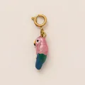 Colorful pink enamel parrot pendant with golden spring clasp for beachwear decoration - Parrot Pendant