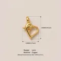 Dettagli del ciondolo a forma di cuore in rame dorato con dimensioni e peso - Chiusura a Molla a Cuore in Rame / 5 Pezzi / Oro