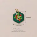 Hexagonal stainless steel charm with strawberry and flower pattern, 14mm size. - Hexagonal Strawberry Pendant / 14mmx13.7mm / Green Strawberry