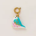 Vibrant colorful bird enamel pendant with gold-tone clasp for beach swimwear decoration - Blue Bird Pendant