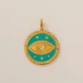 Gold evil eye pendant with turquoise enamel and stars for resort swimwear decoration. - Eye Pendant Only (Without Chain)
