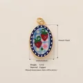Vintage style oval strawberry enamel pendant crafted in 18K gold plated copper - Strawberry (3)