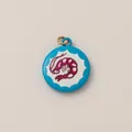 Verspielter blau-weißer runder Garnelen-Anhänger als sommerliches Mode-Schmuckaccessoire - Runder Anhänger / Blue Lobster