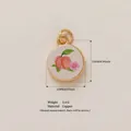 18K Gold plated copper peach and flower charm pendant with size measurements - Large Pink Rose (4)