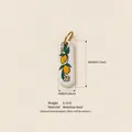 Pendaglio rettangolare in acciaio inossidabile bianco con limone e anello dorato - Ciondolo Limone Rettangolare / Pendant Only (Without Chain)