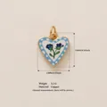 Enamel heart pendant with blue flower pattern and 18K gold plating, dimensions 14x13mm. - Small Orchid (6)