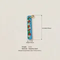 Stainless steel blue strawberry flower pendant charm with dimension and weight details - Extra Long Strip Strawberry Pendant / 25.1mmx5mm / Blue Strawberry