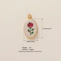 Elegant vintage oval copper pendant featuring a red rose design and gold plated finish - Red Rose (7)