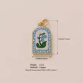 Floral lily of the valley gold plated copper pendant charm 19mm - Light Blue Flower (8)