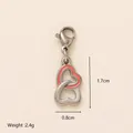 In elkaar grijpende hart hanger van roestvrij staal met roze emaille voor sieraden - Roze In elkaar Grijpende Harten Hanger