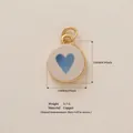 Small round copper pendant with blue heart motif, 18K gold plated finish - Blue Heart (9)