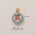 Vibrant peach enamel round pendant charm in 18K gold plated copper with measurements - Peach (10)