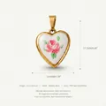 Élégant pendentif vintage en forme de cœur avec rose rose et finition plaqué or 14K - Pendentif Rose en Strass Style 5 Seul (Sans Chaîne)
