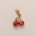 Dainty gold cherry charm with red enamel and crystals for DIY summer jewelry making - Red Cherry Pendant (Gold)