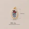 Vintage-style floral vase enamel charm pendant in 18K gold plated copper material - Blue Vase Charm (13)