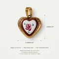 Pendentif cœur vintage plaqué laiton antique avec rose peinte à la main pour bijoux DIY - Pendentif Rose Double Couche Style 6 Seul (Sans Chaîne)