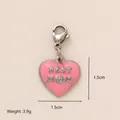 Roze hartvormige 'BEST MOM' hanger van roestvrij staal, 1,5cm groot, 3,9g totaal gewicht - Roze BEST MOM Hart Hanger