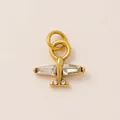 Gold-toned airplane pendant charm with clear baguette rhinestones and round stones - Crystal Airplane Pendant