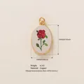 Vintage 18K gold plated copper oval pendant with a delicate red rose illustration - Red Rose Charm (14)