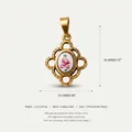 Pendentif fleur vintage avec rose peinte à la main sur cadre en acier inoxydable doré. - Pendentif Rose Quadrilatère Style 9 Seul (Sans Chaîne)
