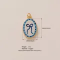 Elegant oval pendant featuring a blue bow design with 18K gold vacuum plating details - Blue Bow Charm (18)