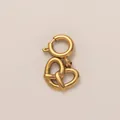Minimalist gold-colored heart-shaped pretzel pendant charm with a secure spring ring clasp - Bread