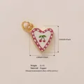 Elegant 18K gold plated heart pendant featuring cherry motif and pink polka dot border - Heart Cherry Pendant (22)