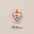 Dopamine color heart shaped enamel tulip flower pendant charm with 18k gold plating - Heart Flower Pendant (24)