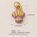 Elegante ciondolo a conchiglia in smalto viola e oro per creazione gioielli - Conchiglia Perla Irregolare (PJBJ261609GK) / 16mmx11mm / Viola/Oro