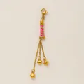 Gold fashion charm pendant with pink enamel tube and dangling heart and star charms - Lipstick Pendant with Juicy Logo / Pink