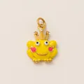 Niedlicher gelber Frosch-Anhänger mit goldener Krone aus Edelstahl 18K vergoldet - Frosch