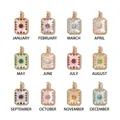 Collection of twelve birthstone pendants featuring gold frames and white mother-of-pearl - January Pendant Only (Without Chain)