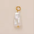 Elegant irregular baroque pearl pendant with golden metal ring for DIY jewelry accessory. - Irregular Shape Artificial Pearl