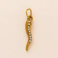 Pendentif cornicello en acier inoxydable plaqué or 18 carats avec strass brillants - Piment