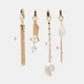 Set of four gold-toned summer charms featuring pearls and shells for bikini accessories. - Gold Tassel Charm