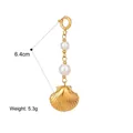 18K gold-plated stainless steel shell pendant with elegant white pearls, 6.4cm length - Shell & Pearl Pendant / Gold