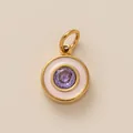 Eleganter Anhänger aus 18K vergoldetem Edelstahl mit lila Kristall und rosa Emaille - Februar Geburtsstein Anhänger