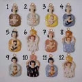 Detailed collection of 12 cute girl and cat pendant charms for DIY necklace making - Brown Girl (1)