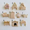 Lot de 10 breloques de meubles miniatures style vintage rose et crème avec touches dorées - Canapé Rose N°1