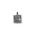 Ciondolo quadrato minimalista in argento con cristallo di zirconia per l'uso quotidiano - Ciondolo Strass Quadrato Acciaio