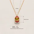 Vintage red enamel egg locket necklace with bird charm, 1.02 inch copper pendant - Red Egg (Bird)
