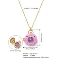 Pink donut pocket watch necklace in copper with dimensions and weight info - Gold