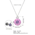 Pink donut-shaped locket necklace in refined copper material with clear dimensions shown - Silver
