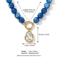 Blue beaded necklace featuring a teardrop zircon pendant made of gold-tone stainless steel - Blue Oval Water Drop