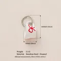 Cute white enamel coffee cup pendant with red bow pattern, durable stainless steel charm - No.6 Pink Bow Cup Pendant Only (Without Chain)